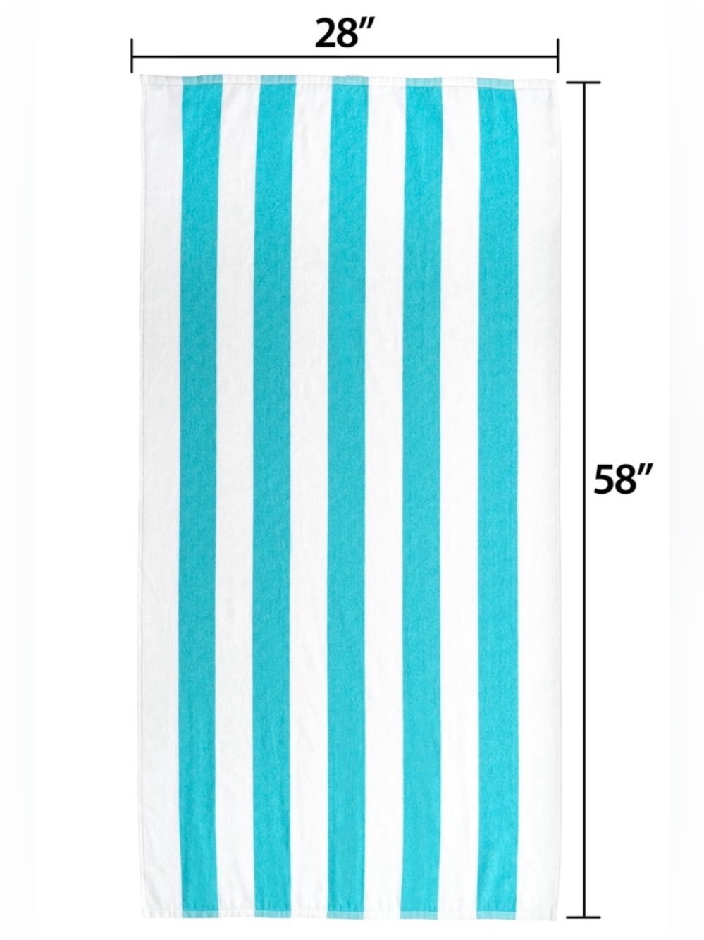 2-Mainstays Cabana Striped Cotton Beach Towel w/ Hanging Loop Blue/White 28x58